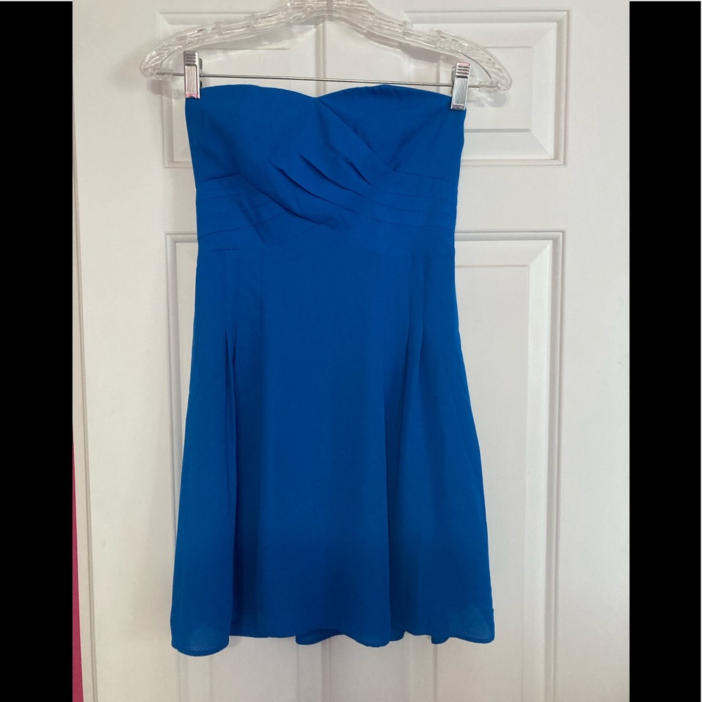EXPRESS Bright Blue, Strapless Dress, Size 0. Flowing Dress!
